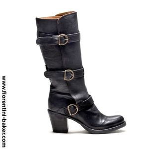 RARE Fiorentini + Baker Lety Laverne Tall Buckle Boots Black Size 39